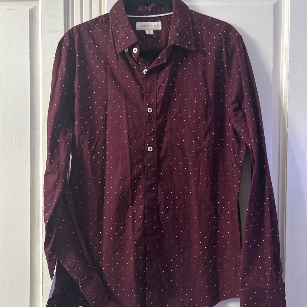Express Burgundy Polka Dot Men's Shirt